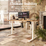 Monomi Electric Standing Desk, 63 x 28 inches Height Adjustable Desk, Ergonomic Home Office Sit Stand Up Desk with Memory Preset Controller (Natural Top/White Frame) Monomi