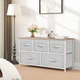 YITAHOME Dresser with 5 Drawers - Fabric Storage Tower, Organizer Unit for Bedroom, Living Room, Closets - Sturdy Steel Frame, Wooden Top YITAHOME