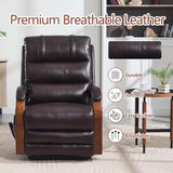 Electric Power Lift Recliner Chair for Elderly People, Dual Motor Power Lift Chair with Vibration Massage and Heat, Lay Flat Recliner, Standing Assistance Reclining, Faux Leather Red Brown Luxlen