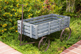 Shine Company Decorative Buckboard Wagon Garden Planter, Wooden Wagon Yard Décor for Outdoor Plants, Gray Shine Company
