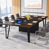 Tribesigns 8FT Conference Table with Cable Grommets for Meeting Room, 12 People Rectangle Seminar Table Large Boardroom Tables for Office, 94.5W x 47.25D x 29.5H Inch, Black Brown Tribesigns