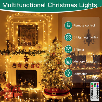 shineshine 1000LED 328FT Christmas Lights Outdoor Waterproof, Outdoor String Lights with Remote and Timer, Warm White Light with 8 Modes, LED String Lights for Xmas Party Home Holiday Decor