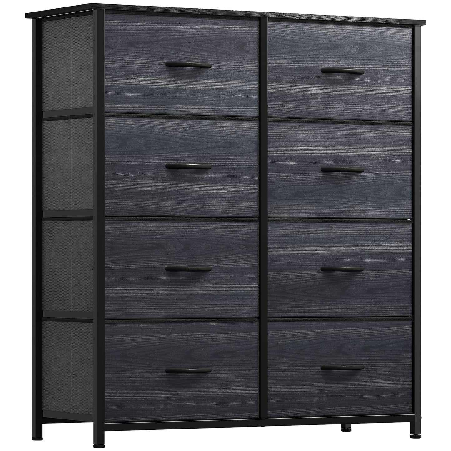 YITAHOME Cloth Dresser with 8 Drawers - Fabric Dresser for Closet, Chester Drawers for Bedroom, Hallway, Closets - Sturdy Steel Frame, Wooden Top & Easy Pull Fabric Bins, Charcoal Black Wood  - WoodArtSupply