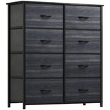 YITAHOME Cloth Dresser with 8 Drawers - Fabric Dresser for Closet, Chester Drawers for Bedroom, Hallway, Closets - Sturdy Steel Frame, Wooden Top & Easy Pull Fabric Bins, Charcoal Black Wood Grain YITAHOME