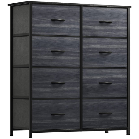 YITAHOME Cloth Dresser with 8 Drawers - Fabric Dresser for Closet, Chester Drawers for Bedroom, Hallway, Closets - Sturdy Steel Frame, Wooden Top & Easy Pull Fabric Bins, Charcoal Black Wood Grain YITAHOME