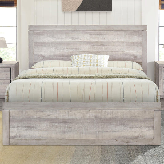 Merax Full Size Wooden Bed, Vintage Farmhouse Platform Bed Frame with Tall Headboard & Footboard, Underneath Storage Space, Wood Slats Support, Noise-Free, Easy Assembly Furniture, Rustic Whi - WoodArtSupply