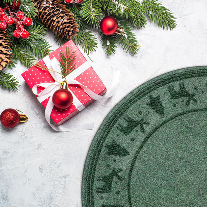 Motionchic Christmas Tree Mat 35" Christmas Tree Stand Mat with Lip Heavy Duty Christmas Tree Floor Protector Waterproof Christmas Tree Stand Pad from Spills Scratches Xmas Home Decor (Green,Reindeer)