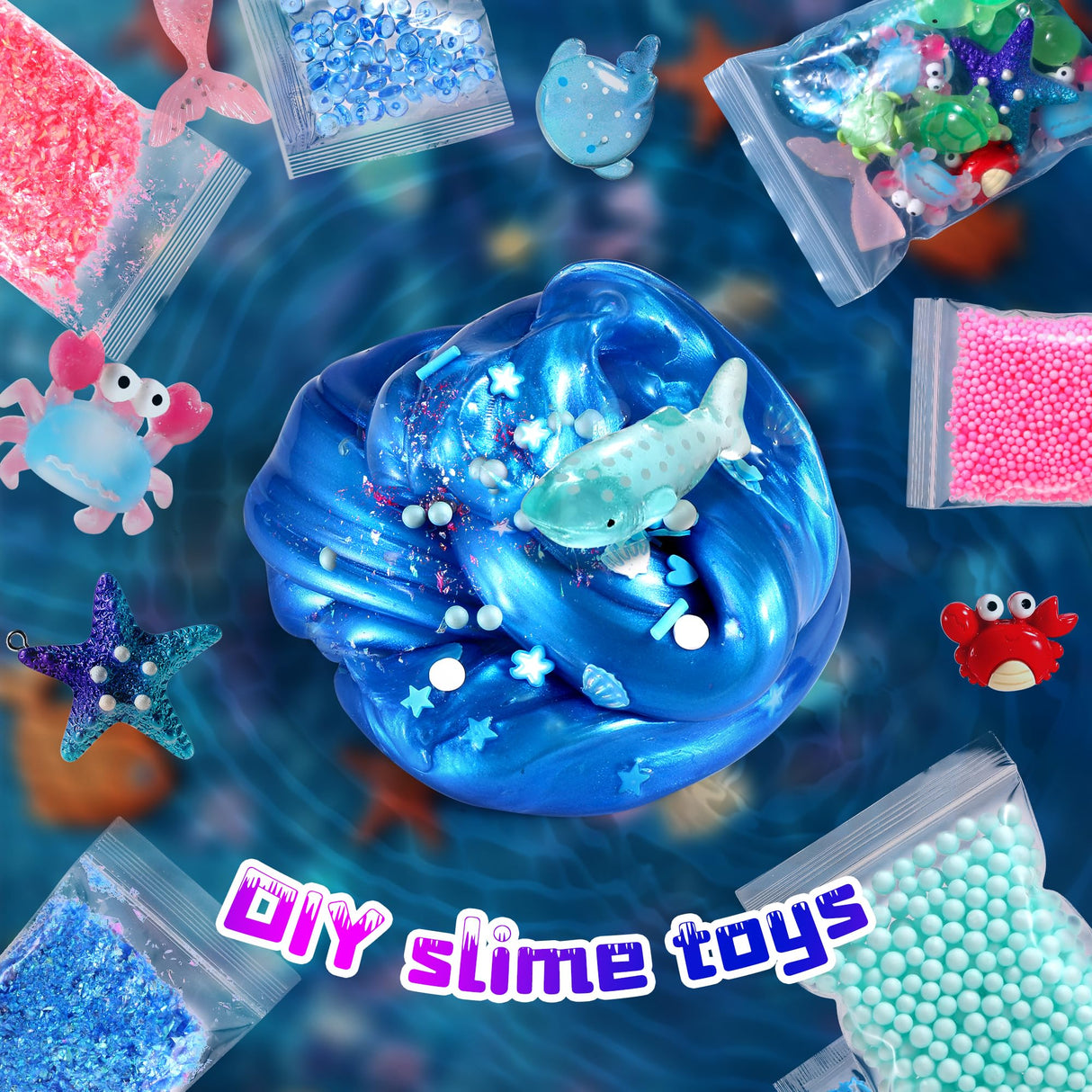 Ocean Slime Kit for Boy and Girls,Non Sticky,Super Soft Sludge Toy,Birthday Gifts for Kids 4-12,Soft Shiny Metal Clay Toy Girls & Boys fsutvitg