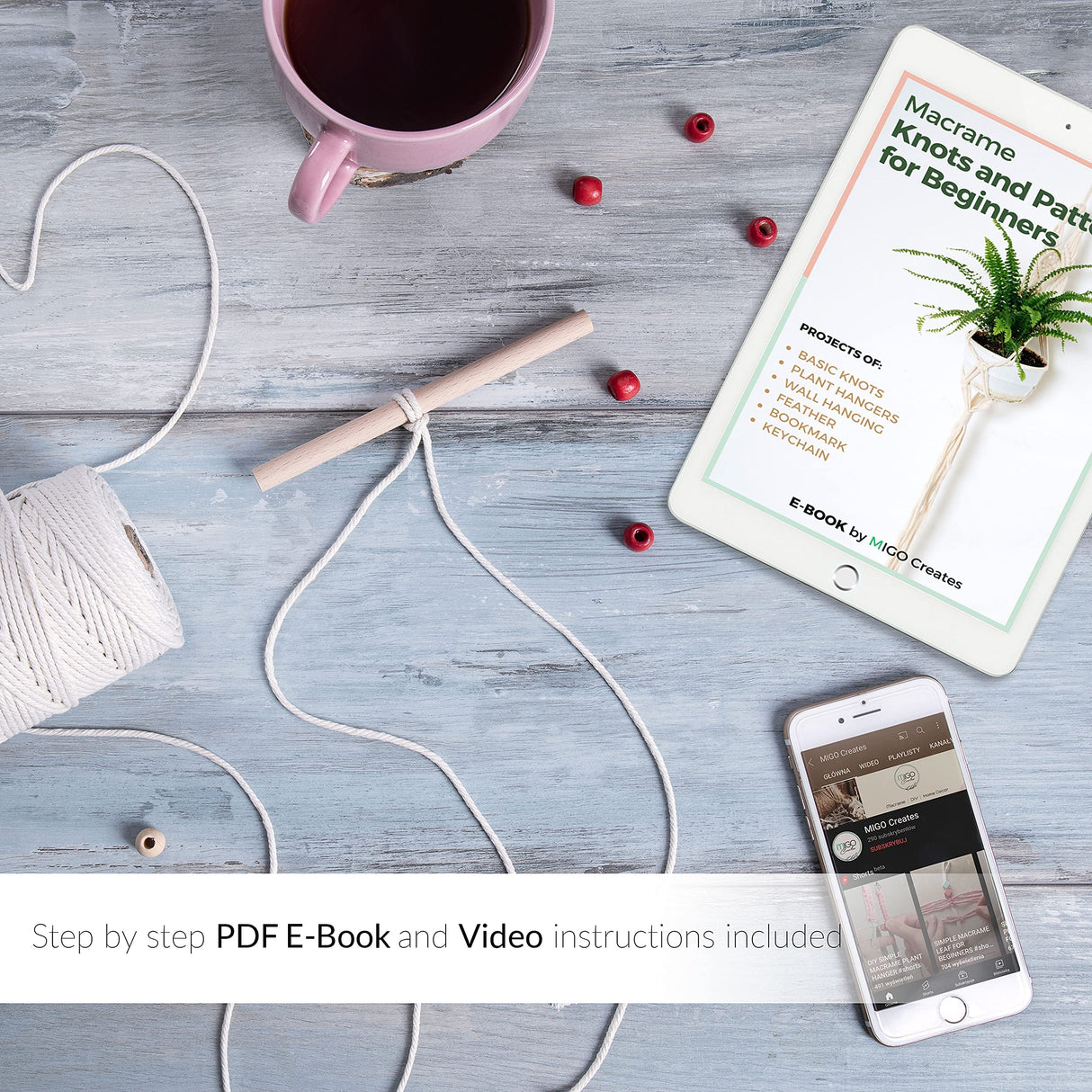 MIGO Creates Macrame Kits for Adults Beginners with 126 Macrame Supplies and 7 Projects E-Book: DIY Macrame Kit with 165 Yards Macrame Cord and Craft Supplies & Materials to Start Macrame! MIGO Creates