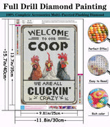 5D Rooster Diamond Painting Kits for Adults Beginners,DIY Funny Chicken Diamond Art,5D Full Round Drill Diamond Dot Gem Art Kits,Home Wall Decor 12x16 Inch AREOPNMG