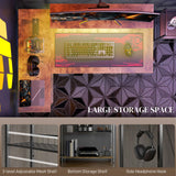 HOMCOM 42" L Shaped Desk with LED Lights, Power Outlet, USB Charging Ports, Reversible L Shaped Computer Desk with Storage Shelves, Monitor Stand, Corner Gaming Desk for Home Office, Rustic Brown HOMCOM