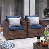 UDPATIO Patio Wicker Single Sofa, Outdoor Rattan Sectional Couch Furniture All Weather Armchair Additional Chair for Furniture Set w/Non-Slip Cushion Deep Seating High Back UDPATIO