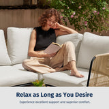 EAST OAK 5-Piece Modular Patio Furniture Set, Outdoor Corner Sofa with Thick Cushion and Glass Coffee Table, Modern Patio Conversation Set for Garden, Backyard and Porch, Creamy Apricot & Griege EAST OAK