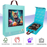 Mys Aurora Wooden Puzzles, Kitten in Dream Wooden Jigsaw Puzzles 500 Piece, Unique Luxurious Shaped Wood Puzzle for Adults and Kids, Best Gift for Birthday 11.2 x 11.2 Inch Mys Aurora