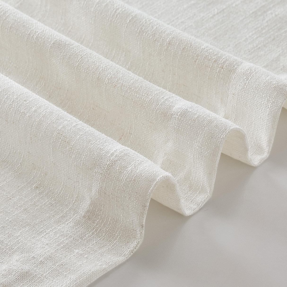 Pinch Pleated Linen Curtains 108 Inches long for Living Room 2 Panels Set Cream Ivory Flax Double Pleated Drapes Back Tab Neutral Boho Ceiling Floor 108 Inch Window Curtains Bedroom Natural Birch TWODRAPES