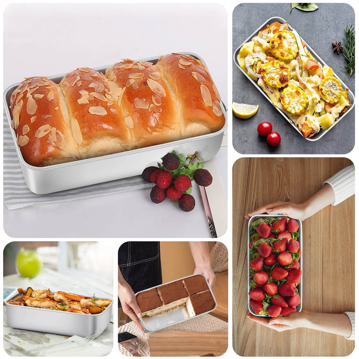 LIANYU 4 Pack Loaf Pans for Baking Bread, 9x5 Inch Bread Pan, Stainless Steel Meatloaf Baking Loaf Tin for Homemade Banana Sourdough, Dishwasher Safe LIANYU