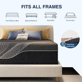 CH CHARME HOUSE Bamboo-Charcoal Queen Memory Foam Mattress 14 Inch, with Liquid Gel for Cooling Sleep and Pressure Relief, Bed in a Box, Made in USA CertiPUR-US Certified, 60'x80'x14', Black CH CHARME HOUSE