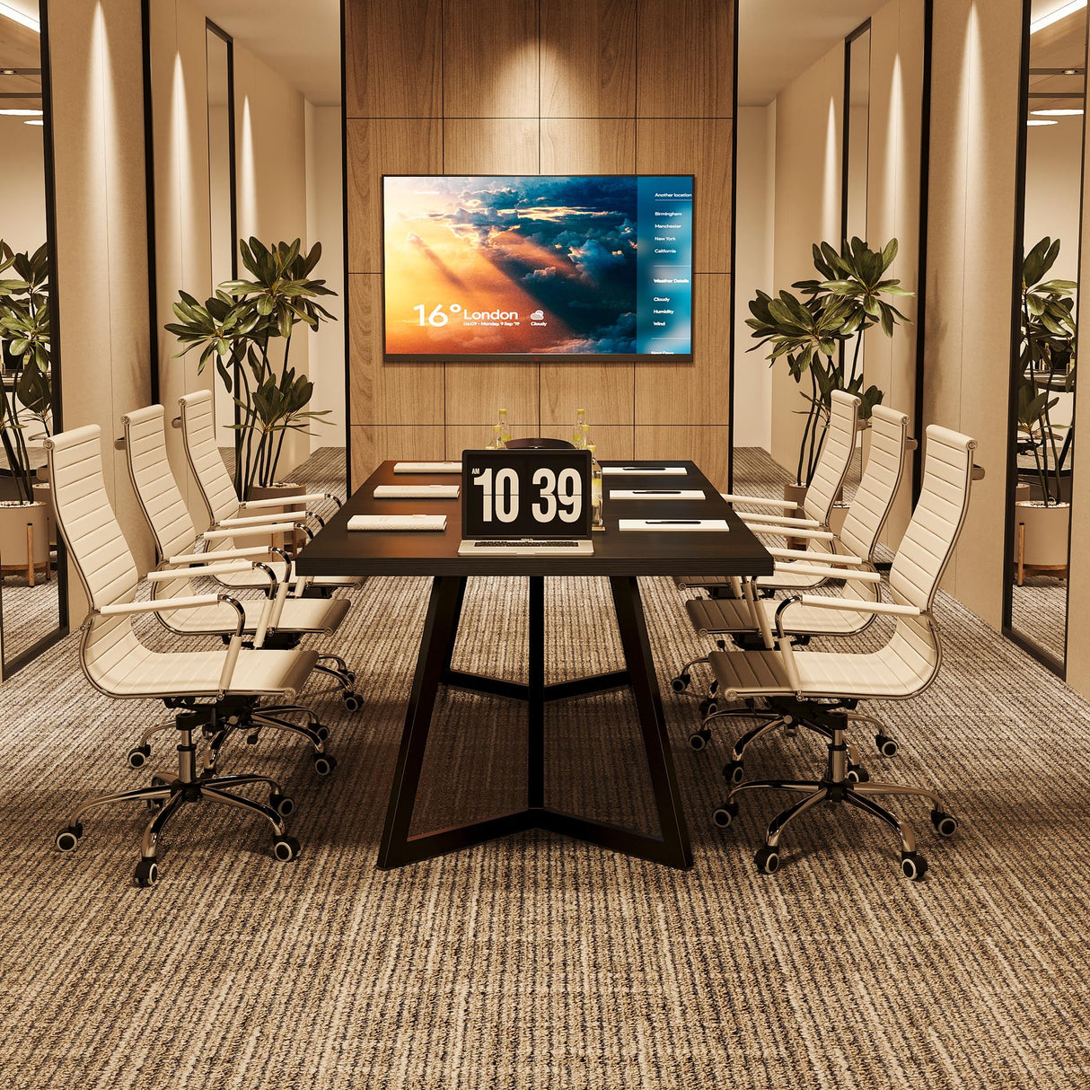 Tribesigns 70.86" Conference Table, Modern Black Meeting Table with Metal Frame, Rectangular Seminar Table Boardroom Desk for Office Meeting Conference Room Tribesigns