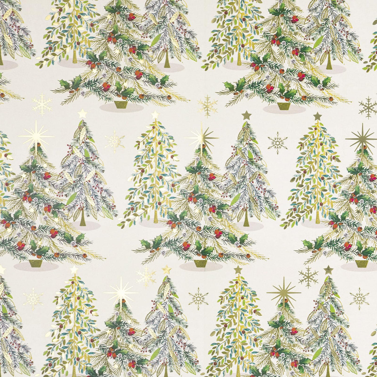 RUSEPEA Luxury Christmas Tree Wrapping Paper Roll, Mini Roll, Elegant Gold Foil Xmas Tree Gift Wrap Paper for Holiday Gifts, Party, DIY Crafts (17in x 16.4ft) RUSPEPA