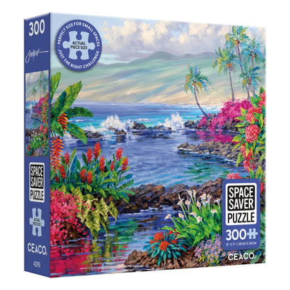 Ceaco – The Essence of Aloha - 300 Piece Jigsaw Space Saver Puzzle – Puzzles for Smaller Spaces and Surfaces