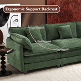 Ihanherry 111.4" L Shaped Modern Sofa Modular Sectional Cloud Couch with Ottoman, 4-Seat Chenille Deep Seat Sofa with Pillow for Living Room, Bedroom and Apartment, Green Ihanherry