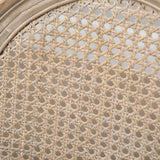 HOMCOM French-Style Upholstered Dining Chair Set, Armless Accent Side Chairs with Rattan Backrest and Linen-Touch Upholstery, Set of 2, Gray HOMCOM