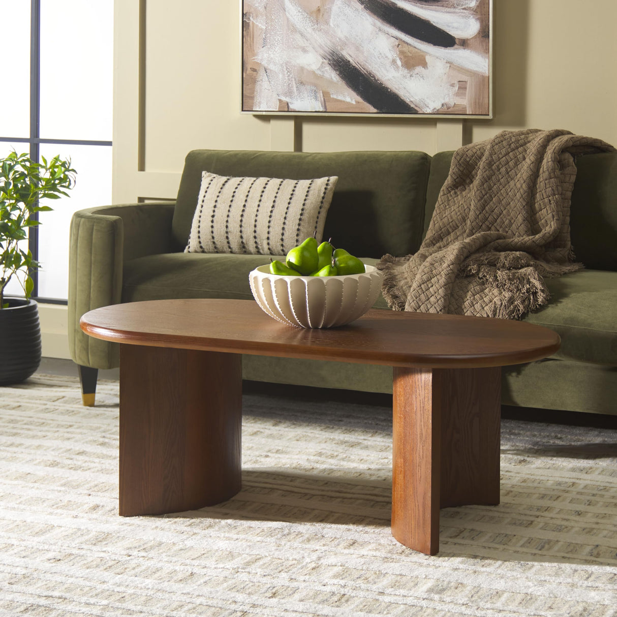 SAFAVIEH Home Collection Osai Walnut Brown Oval Top Coffee Table (Fully Assembled)