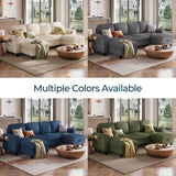 LINSY HOME Sectional Sleeper Sofa with Pull Out Couch Bed - Convertible Plush Corduroy Cloud Couch with Storage Chaise & USB Charging, Comfy U Shaped Modular Couches for Living Room, Beige LINSY HOME