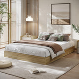 ELETHEBIA Twin Size Wooden Platform Bed Frame, Floor-Standing Bed Frame with Wood Slats Support, No Box Spring Needed, Low Profile, No Headboard, Easy Assembly, for Small Bedrooms, Apartments, Oak ELETHEBIA