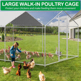 Raysfung Large Metal Chicken Coop, Walk-in Chicken Run Pen with Waterproof Cover, Spire Roof Poultry Cage for Outdoor, Backyard, Farm(9.7'Wx12.99'Lx6.4'H) Raysfung