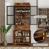 BOTLOG 71” Pantry Cabinet, Kitchen Pantry Storage Cabinet with Adjustable Shelf, Drawer and Barn Door, Tall Storage Cabinet, Bar Cabinet with Visual BOTLOG