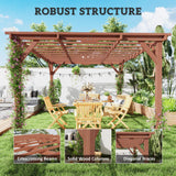 Outsunny 11' x 12.5' Outdoor Wood Pergola with Grape Trellis with Stable Structure for Climbing Plant Support for Patio, Deck, Backyard, Lawn, Brown Outsunny