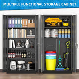 Superday Metal Storage Cabinets, 72" Storage Cabinet with Locking Door, Tall Garage Cabinet with 2 Doors and 4 Adjustable Shelves for Home Office, Classroom, Easy Assemble(Black) Superday