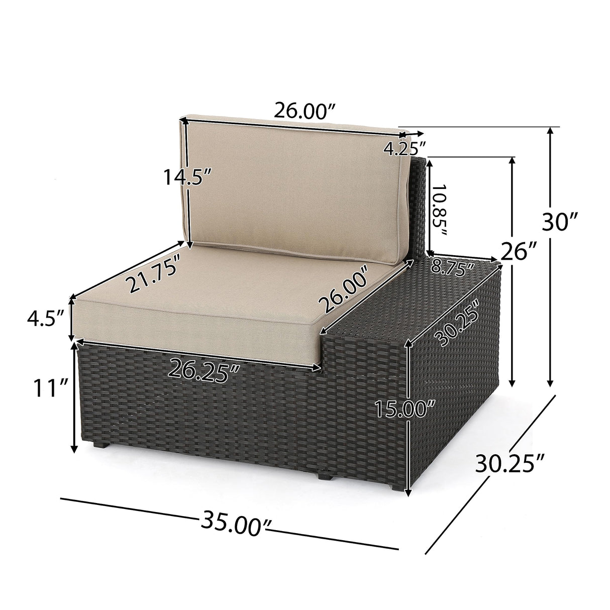 Christopher Knight Home Santa Cruz Outdoor Wicker Sectional Sofa Set with Water Resistant Cushions, 6-Pcs Set, Brown Christopher Knight Home