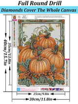 VCLKDIY Fall Pumpkin Leaf Diamond Art Kits for Adults, 5D Diamond Painting Kits for Adults Beginners, DIY Full Round Drill Diamond Dot Painting Gem Art Kits for Adult, Home Wall Decor 11.8x15.7 Inch VCLKDIY