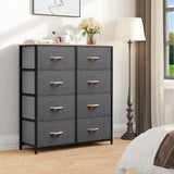 DWVO Dresser for Bedroom, Fabric Dresser with 8 Drawers, Tall Dresser, Double Dresser, Chest of Drawers for Closet, Living Room, Sturdy Steel Frame, Wooden Top, Easy Pull Handle DWVO