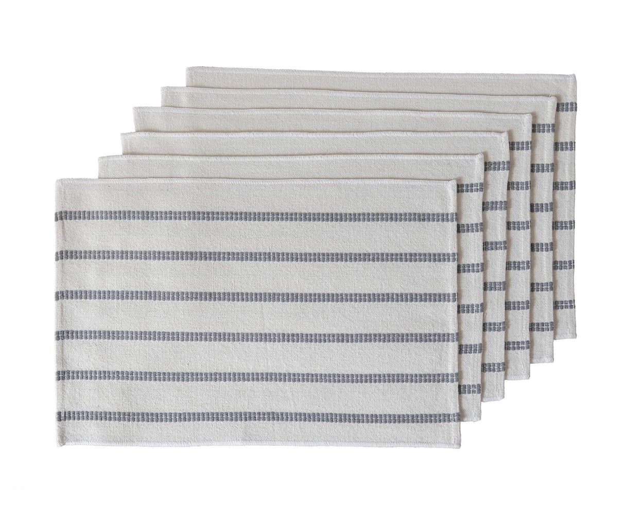Caflife Boho Farmhouse Placemats Set of 6, Grey Stripes Cotton Linen Woven Table Mats for Modern Dining Table, 13x19 Inch Rustic Kitchen Decor Place Mats Caflife