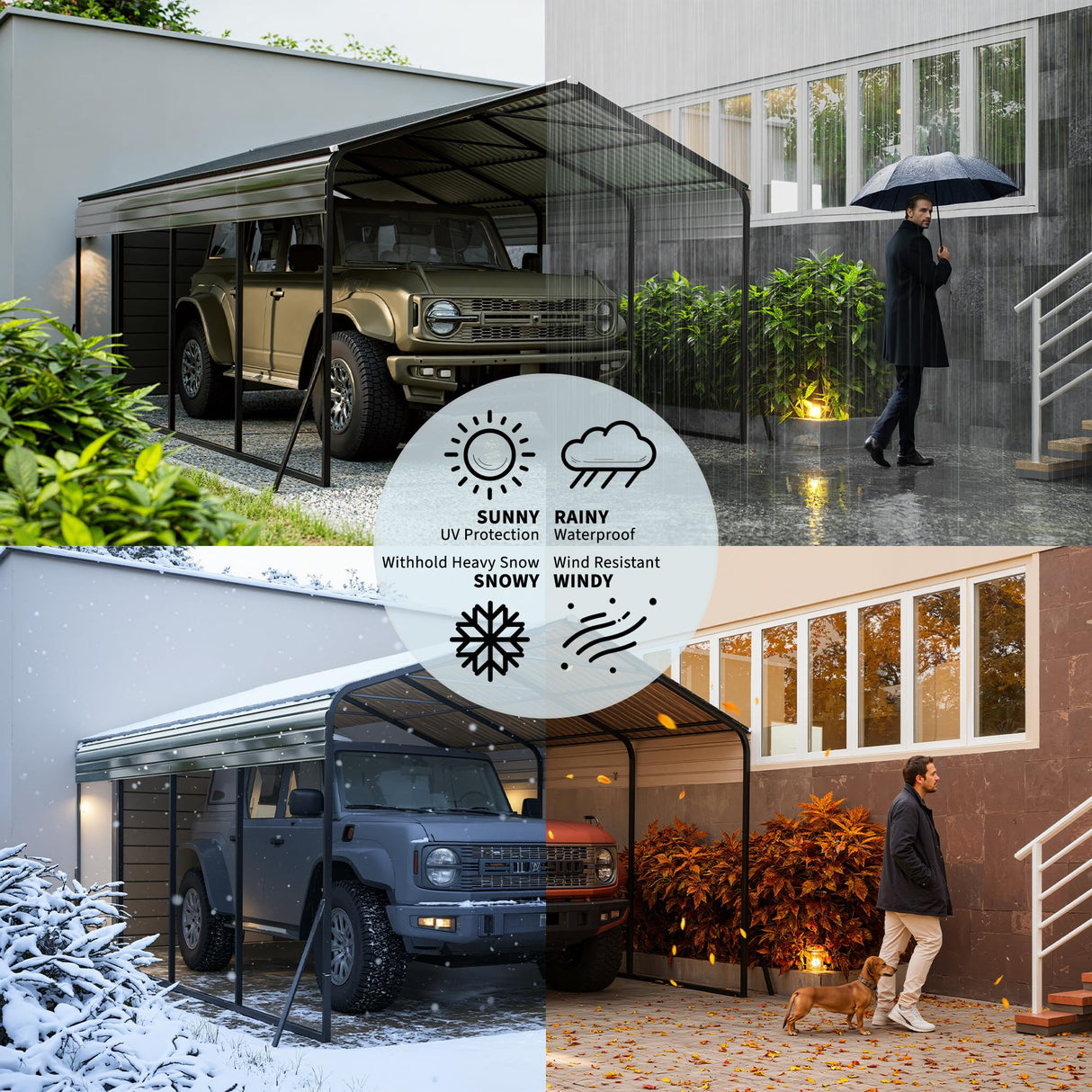 12x20 FT Metal Carport, Heavy Duty Carports Canopy with Galvanized Steel Frame & Roof, Outdoor Garage Car Port for All-Weather, Outdoor Galvanized Shelter for Car, Boats and Truck Reljofum