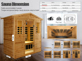 Outdoor Sauna 3 Person Infrared Sauna, Infrared Saunas for Home, 1950W Low EMF Far Infrared Sauna Old Fir Wooden Sauna with Beauty Red Light, Foldable Seat, Bluetooth, Chromotherapy Lamp, Reading Lamp SALUSHEAT