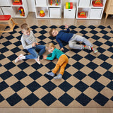 Lahome Checkered Easy Jute 5x7 Area Rugs, Washable Outdoor Patio Rug for Living Room Diamond Indoor Outdoor Carpet, Farmhouse Geometric Non Slip Black Carpet for Backyard Dining Room Lahome