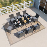 10 Piece Patio Dining Set All-Weather Wicker Outdoor Patio Furniture Set Include 8 Dining Chairs w/Soft Cushions and 2 Tempered Glass Table with Umbrella Hole,Rattan Patio Conversation Set,Brown/Gray Halmuz
