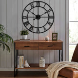 CLXEAST Silent 24 Inch Wall Clocks for Living Room Decor, Large Black Metal Roman Numeral Wall Clocks for Modern Farmhouse Home Decor,House Warming Gifts New Home CLXEAST