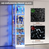 Corner Display Cabinet with Glass Doors, 68" Display Case with LED Lights, 4-TierCurio Cabinets for Collectibles/Toys/Books, Mirrored Storage Cabinet, White Dystler