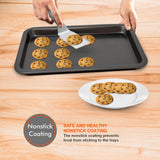 Perlli Baking Pan 10 Piece Set Nonstick Carbon Steel Gray Oven Bakeware Kitchen Set, 2 Cookie Sheets, 2 Round Cake Pans, Square Pan, Roasting Pan, Loaf Pan, Crisp Pan, Pizza Crisper, & Muffin Pan PERLLI