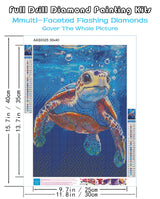 KINPLUB Sea Turtle Diamond Painting Kits for Adults Beginners, Turtle Diamond Art Kits for Adults, DIY Full Drill Round Gem Art Dots for Home Wall Decor 12x16 Inch KINPLUB