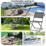 Yaheetech Patio Portable Dining Chairs Set of 4 with Metal Frame, Outdoor Metal Folding Chairs with Backrests for Camping, Lawn, Yard, Beach, Dark Gray Yaheetech