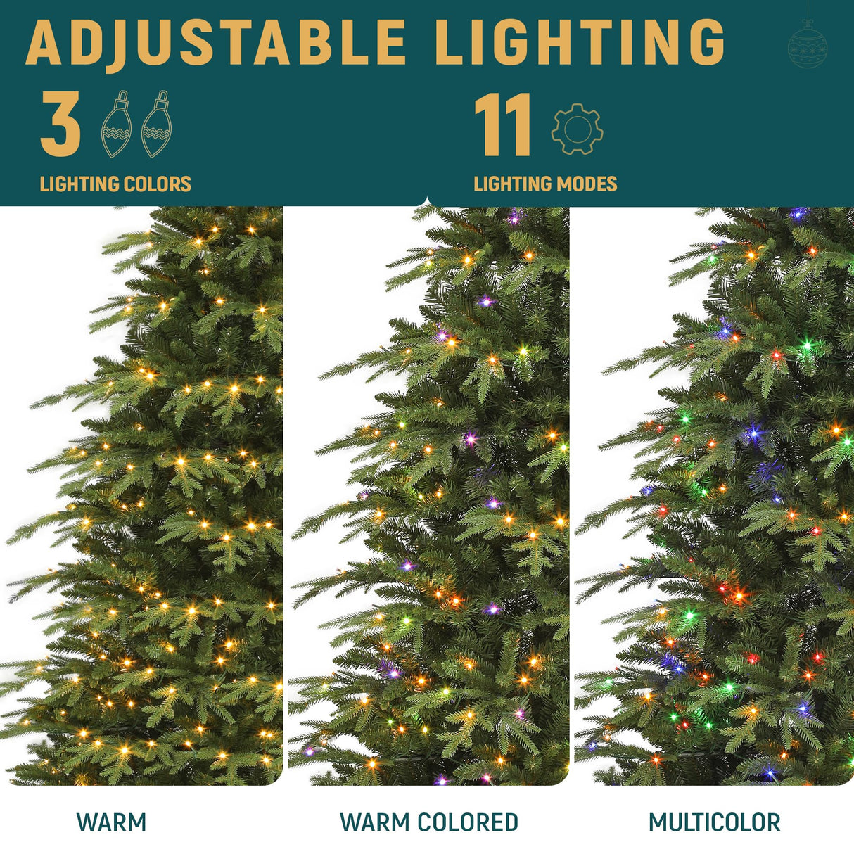 YITAHOME 7.5FT Prelit Slim Fraser Grande Christmas Tree with Remote Control, Artificial Hinged Drooping Pencil Prelit Holiday Christmas Tree w/ 2199 Mixed PE & PVC Tips, 400 Lights & 11 Light Modes YITAHOME