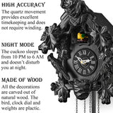 TIMEGEAR Cuckoo Clock with Automatic Night Mode, Quartz Movement and Carved Deer Head (Black) TIMEGEAR