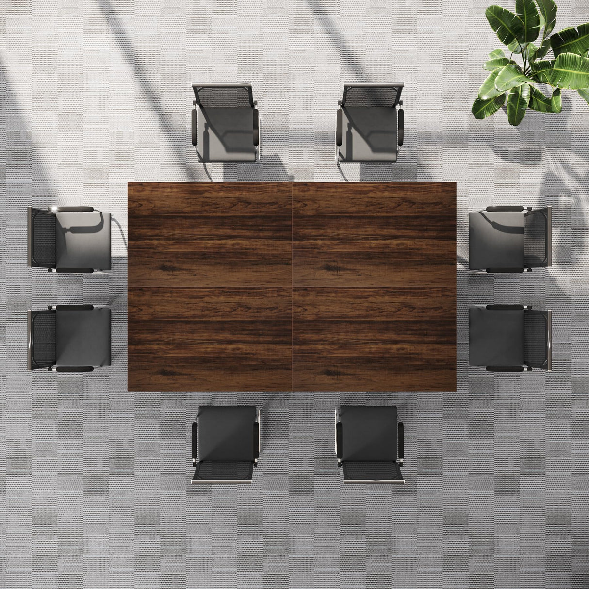 Tribesigns 13FT Conference Table for 12-16 People, 157 inch Long Rectangular Seminar Table with Strong Metal Frame, Business Furniture Boardroom Desk for Office Meeting Conference Room (4PCS, Brown) Tribesigns