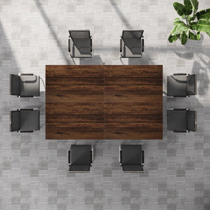 Tribesigns 13FT Conference Table for 12-16 People, 157 inch Long Rectangular Seminar Table with Strong Metal Frame, Business Furniture Boardroom Desk for Office Meeting Conference Room (4PCS, Brown)